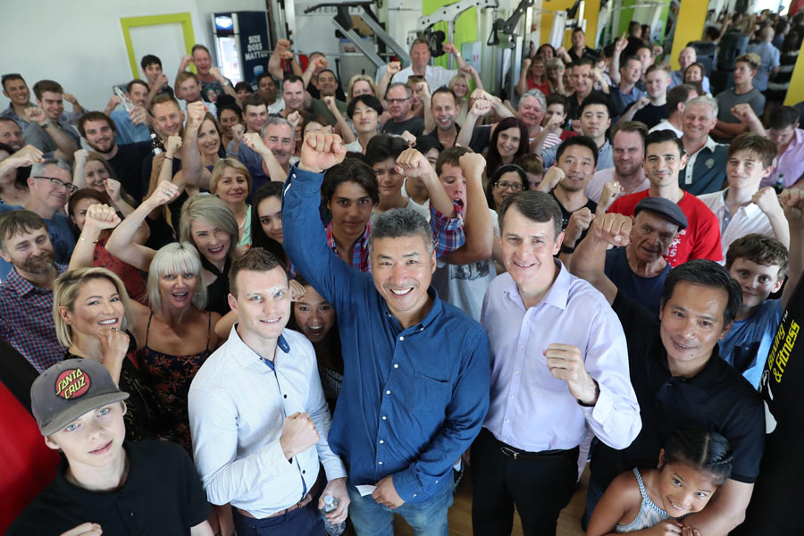 Opening Party: Lord Mayor Graham Quirk and Jeff - Brisbane Boxing Gym