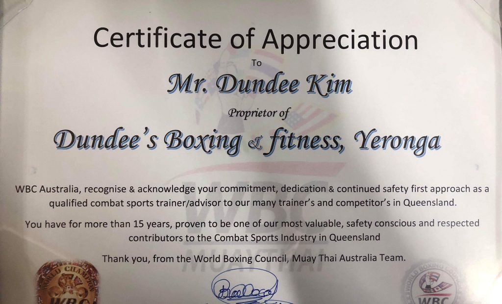 certificate of appreciation Yeronga